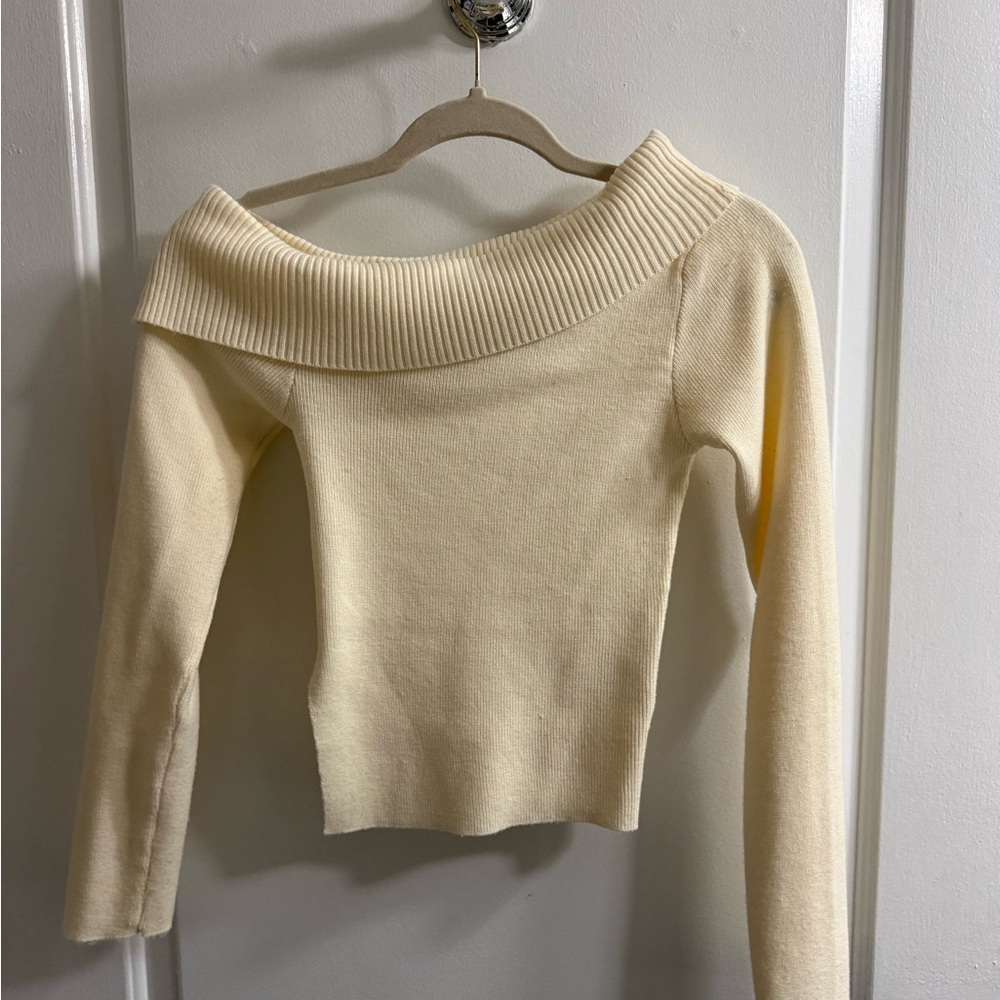 Princess Polly Cream Off-Shoulder Sweater